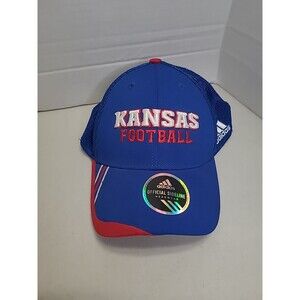 NCAA Adidas Kansas Football Game Structure Hat Cap Blue Size XL/L